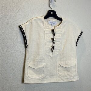 10 Crosby Derek Lam Cream Blouse with Toggle Accents